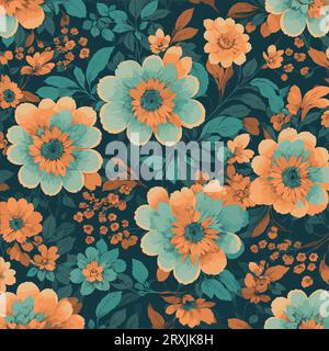 Colorful floral print background. Seamless floral pattern with bright pattern. Stock Vector