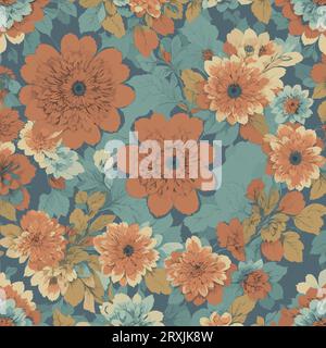 Colorful floral print background. Seamless floral pattern with bright pattern. Stock Vector