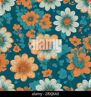 Colorful floral print background. Seamless floral pattern with bright pattern. Stock Vector