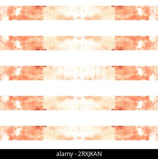 Watercolor orange stains striped seamless autumn pattern. Hand painted illustration on white background.Great for your fall, halloween design Stock Photo