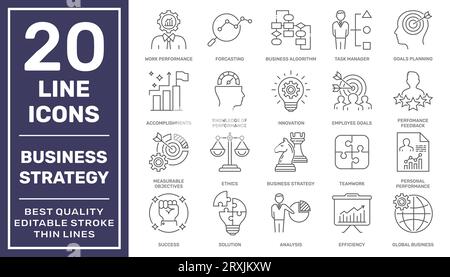Business Strategy concept line icons set. Universal business strategy icons to use for web and mobile UI, set of basic business strategy elements Stock Vector