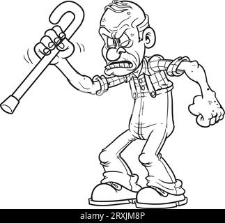 Grumpy old man Coloring pages for kids Stock Photo