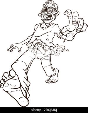 Cartoon Terrible Zombie  Coloring page Stock Photo