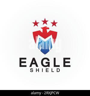 Eagle shield logo design, hawk  head vector emblem logo element, bird, falcon emblem vector icon Stock Vector