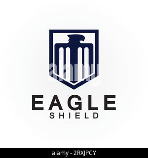 Eagle shield logo design, hawk  head vector emblem logo element, bird, falcon emblem vector icon Stock Vector