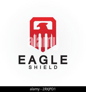 Eagle shield logo design, hawk  head vector emblem logo element, bird, falcon emblem vector icon Stock Vector