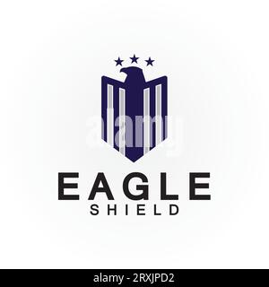 Eagle shield logo design, hawk  head vector emblem logo element, bird, falcon emblem vector icon Stock Vector