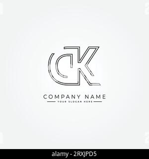 DK Vector Logo Template - Simple Icon for Initial Letter D and K Monogram Stock Vector