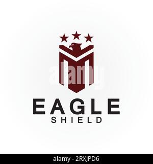 Eagle shield logo design, hawk  head vector emblem logo element, bird, falcon emblem vector icon Stock Vector