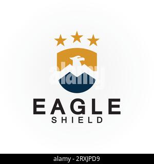 Eagle shield logo design, hawk  head vector emblem logo element, bird, falcon emblem vector icon Stock Vector