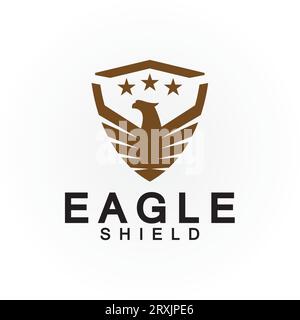Eagle shield logo design, hawk  head vector emblem logo element, bird, falcon emblem vector icon Stock Vector