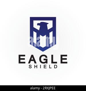 Eagle shield logo design, hawk  head vector emblem logo element, bird, falcon emblem vector icon Stock Vector