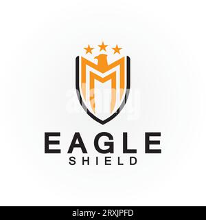 Eagle shield logo design, hawk  head vector emblem logo element, bird, falcon emblem vector icon Stock Vector