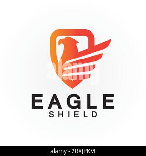 Eagle shield logo design, hawk  head vector emblem logo element, bird, falcon emblem vector icon Stock Vector