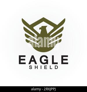 Eagle shield logo design, hawk  head vector emblem logo element, bird, falcon emblem vector icon Stock Vector
