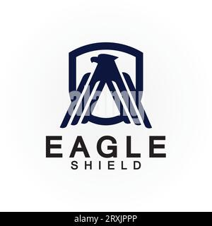 Eagle shield logo design, hawk  head vector emblem logo element, bird, falcon emblem vector icon Stock Vector