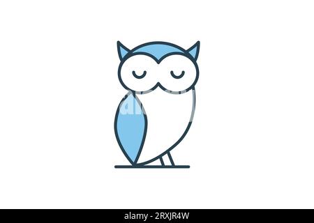 Owl icon. icon related to wisdom, intelligence and critical thinking . suitable for web site design, app, user interfaces, printable etc. Flat line ic Stock Vector