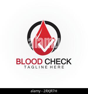 Blood drop check logo icon vector design template Stock Vector