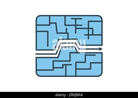 Maze icon. Icon related to problem solving. icon suitable for web site design, app, user interfaces, printable etc. Line icon style. Simple vector des Stock Vector