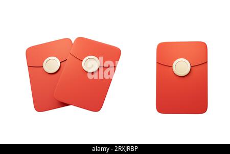 Chinese lucky red package, 3d rendering. Digital drawing. Stock Photo