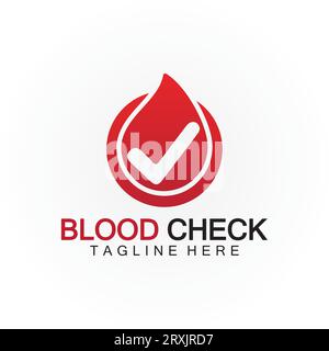 Blood drop check logo icon vector design template Stock Vector