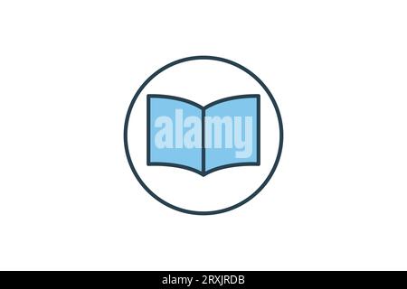 Open book icon. Icon related to research or knowledge. icon suitable for web site design, app, user interfaces, printable etc. Flat line icon style. S Stock Vector