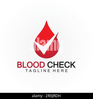 Blood drop check logo icon vector design template Stock Vector