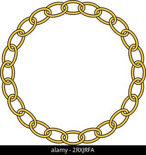 Round Chain frame. Circle chains border. Boho bracelet Stock Vector