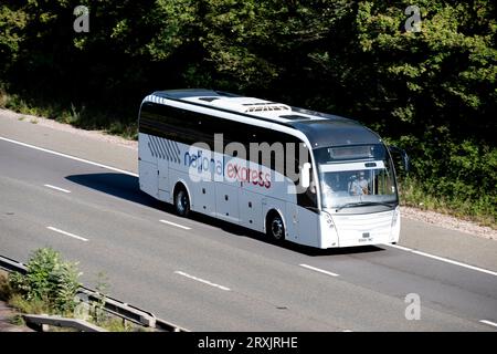 National Express coach on the M40 motorway, Warwickshire, UK Stock Photo