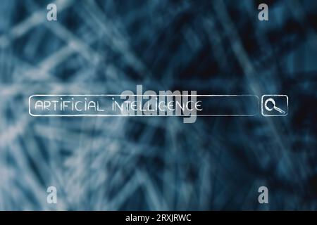 artificial intelligence conceptual image, text inside search engine query bar Stock Photo