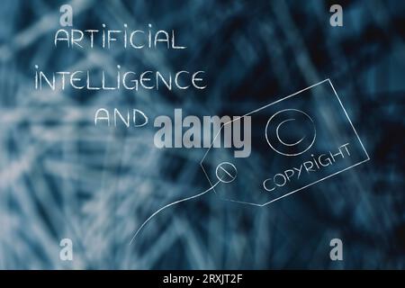 artificial intelligence and copyright conceptual image, text with copyright label next to it Stock Photo