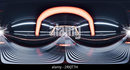 Dark tunnel with 360-degree seamless panoramic view. 3d rendering. Digital drawing. Stock Photo