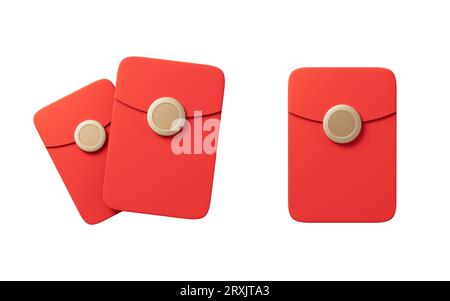 Chinese lucky red package, 3d rendering. Digital drawing. Stock Photo