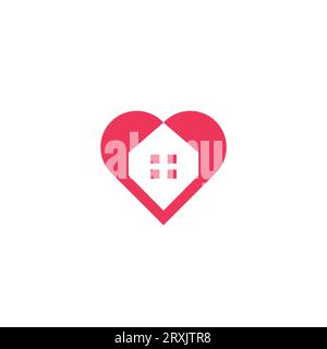 Love Home Logo Design. Real Estate Heart Logo Stock Vector