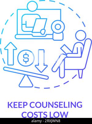 2D keep counseling costs low copy linear icon concept Stock Vector