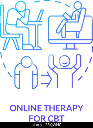 2D gradient online therapy for CBT line icon concept Stock Vector