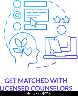 2D get matched with licensed counselors linear icon concept Stock Vector