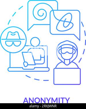 2D gradient anonymity linear icon concept Stock Vector