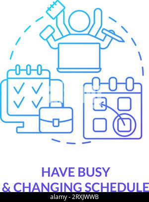 2D have busy and changing schedule linear icon concept Stock Vector