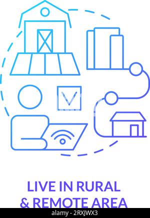 2D live in rural and remote area linear icon concept Stock Vector