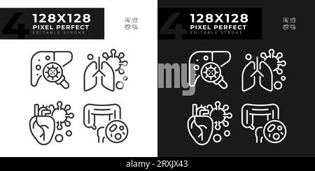 Pixel perfect dark and light bacteria icons set Stock Vector