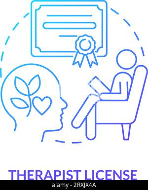 2D gradient therapist license linear icon concept Stock Vector
