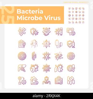 2D gradient bacteria icons set Stock Vector