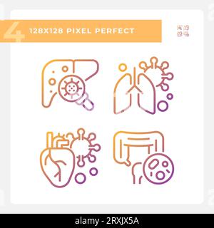 Pixel perfect gradient bacteria icons set Stock Vector