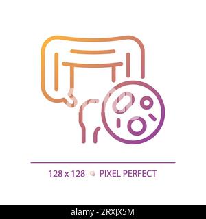 2D simple thin line gradient intestine with bacteria icon Stock Vector