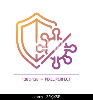 2D simple thin line gradient virus with shield icon Stock Vector