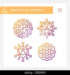 2D gradient bacteria icons pack Stock Vector