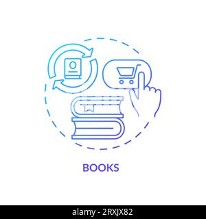 2D gradient thin linear icon books concept Stock Vector