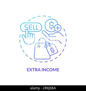 2D gradient thin linear icon extra income concept Stock Vector