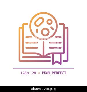 2D simple thin line gradient book with bacteria icon Stock Vector
